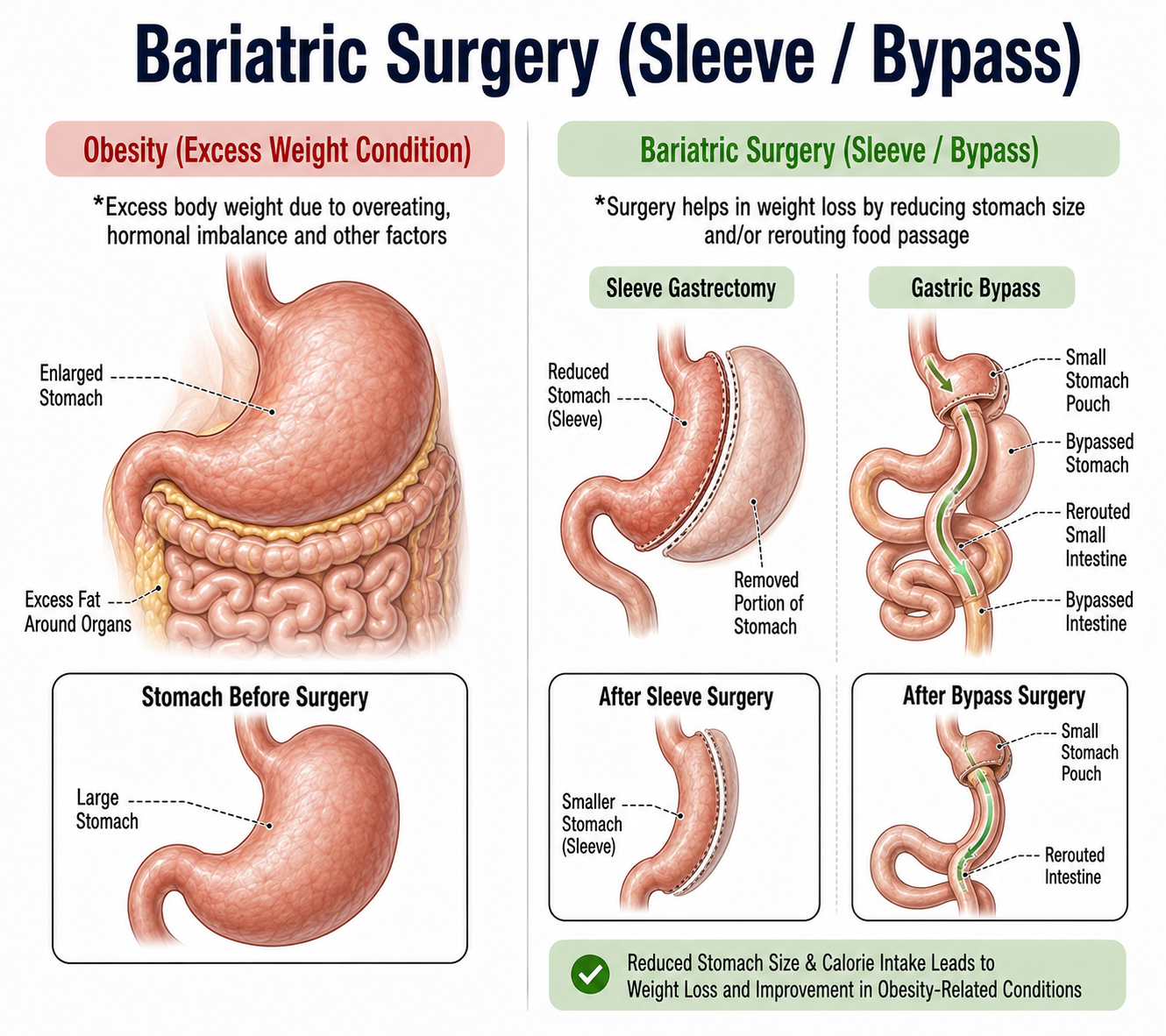 Bariatric Surgery (Sleeve Gastrectomy / Gastric Bypass) — anatomy diagram